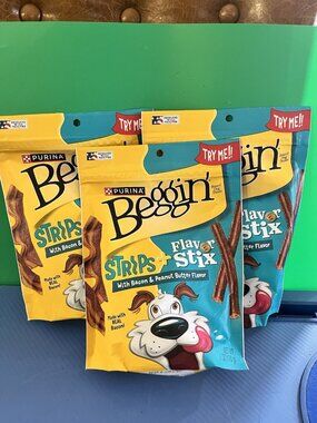 3 Packs Purina Beggin' Strips Dog Treats Bacon & Peanut Butter Flavor 6oz Exp 7/